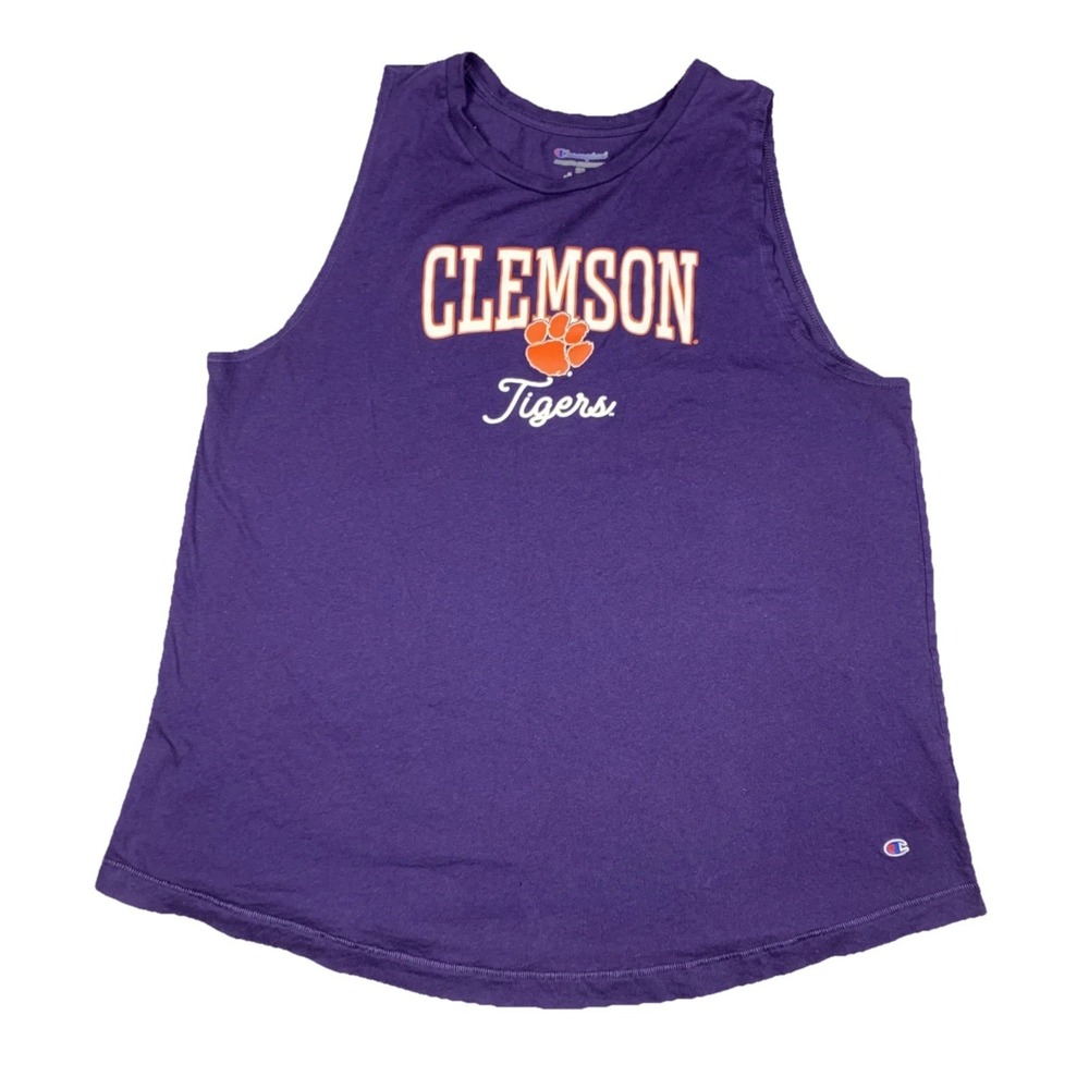 Champion Clemson Tigers Tank Top Womens 2XL‎ Purple NCAA Graphic Sleeveless